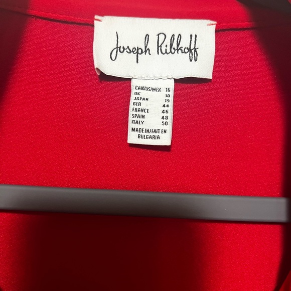 Joseph Ribkoff Sophisticated Red Classic Flutter Sleeve Office Jacket size 16 - Picture 2 of 6